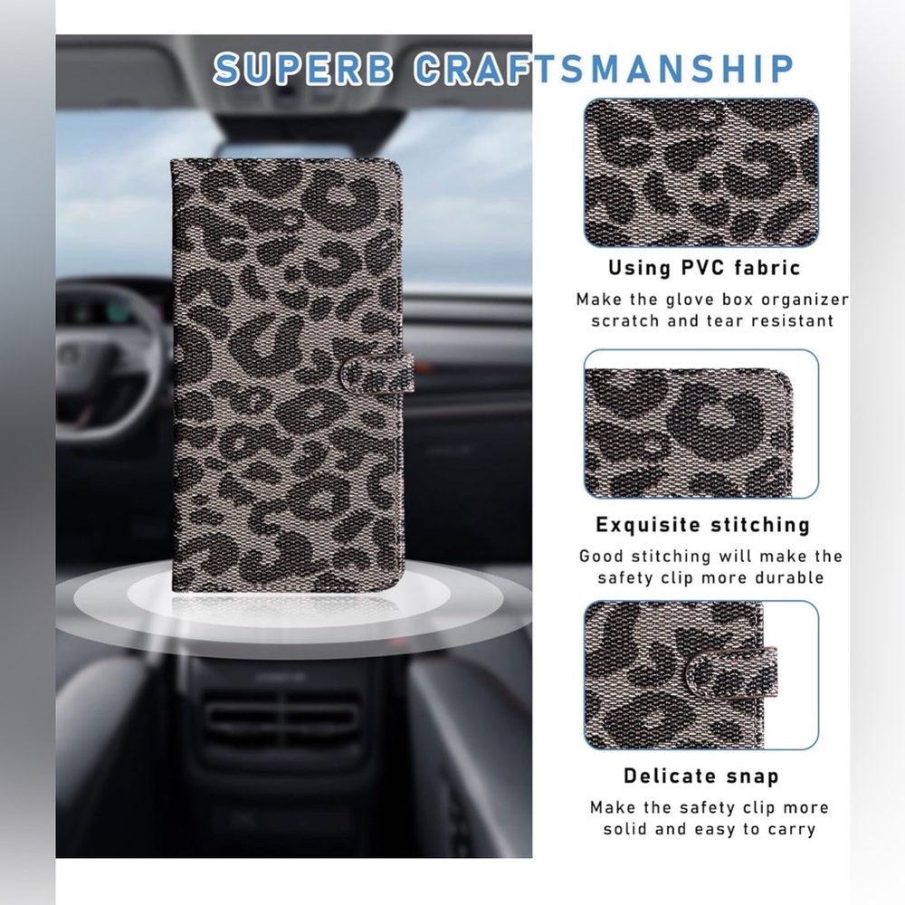 Black Leopard Car Insurance Registration Paperwork Holder